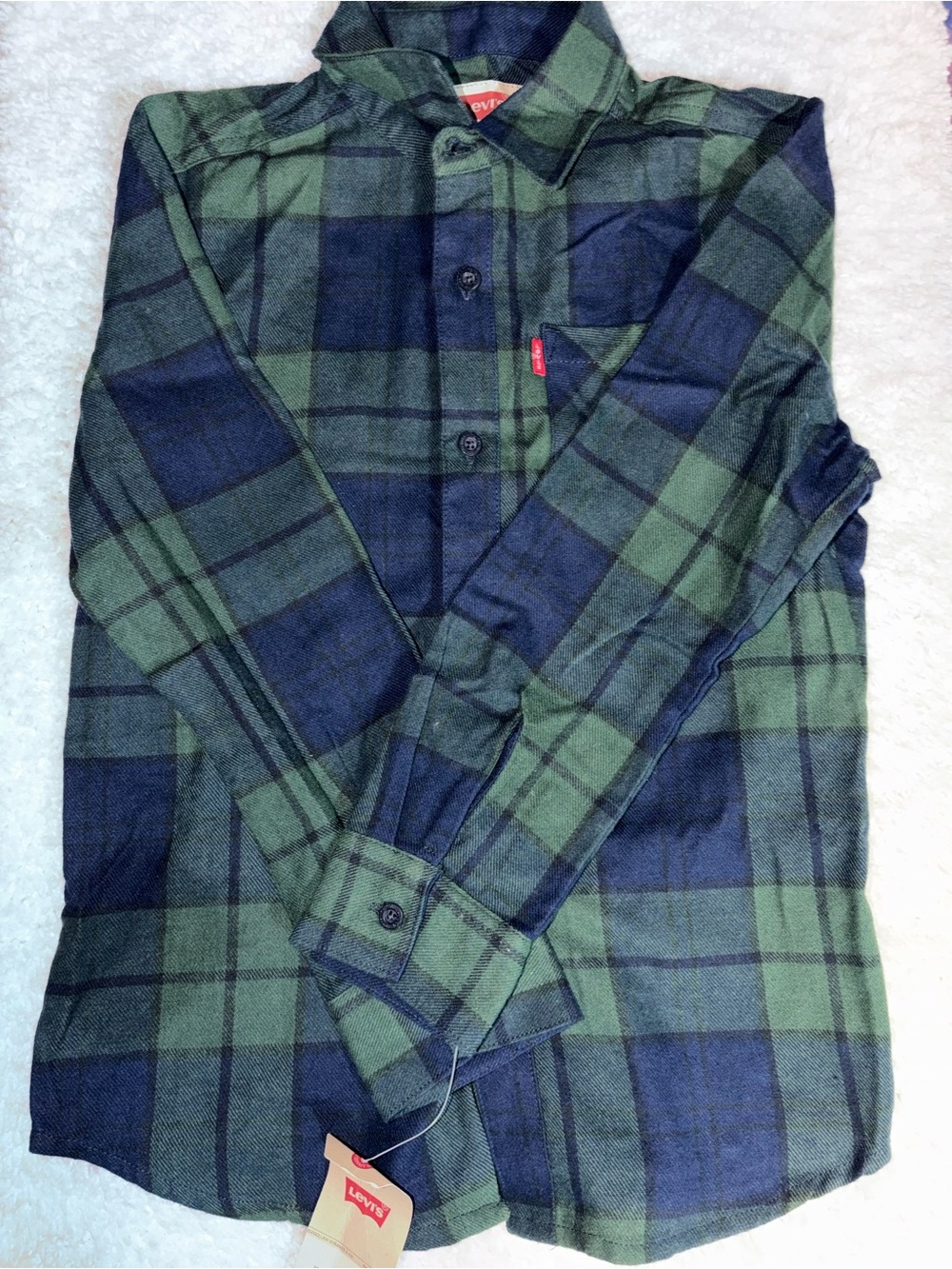 Levi's Green & Navy Plaid Long Sleeve Tee